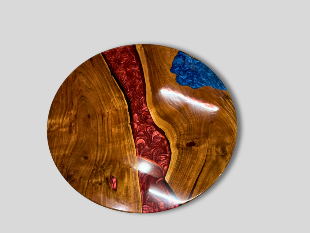 Round Solid Wood Epoxy Dining Table for Elegant Home & Living Spaces